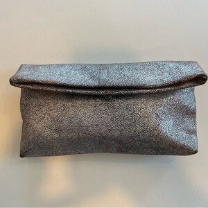 Elegant pebbled Silver Clutch Bag